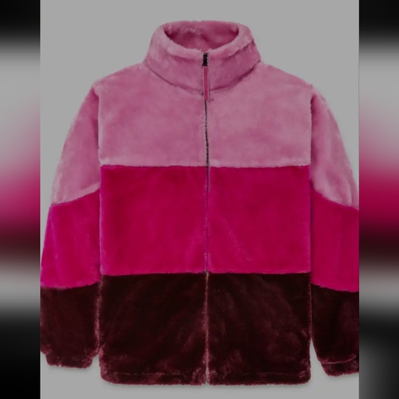 New Ugg Color Block Faux Fur Jacket NWOT Very Oversized Small Fits XL - Picture 3 of 10